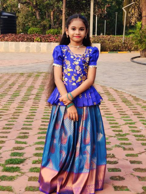 kids lehenga silk Blue Children clothing manufacturers in Gujarat